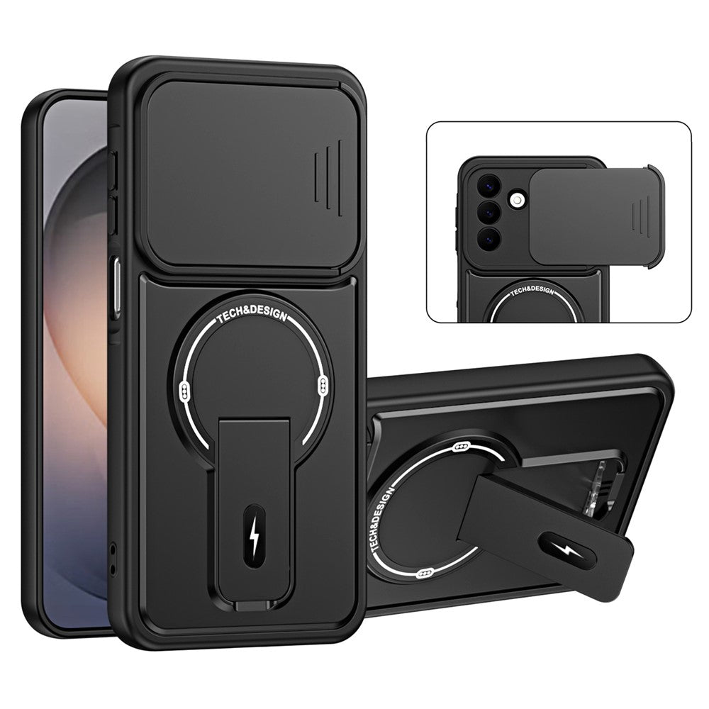 For Samsung Galaxy S26+ Case with Slide Camera Cover Kickstand Shockproof PC + TPU Matte Finish Phone Shell
