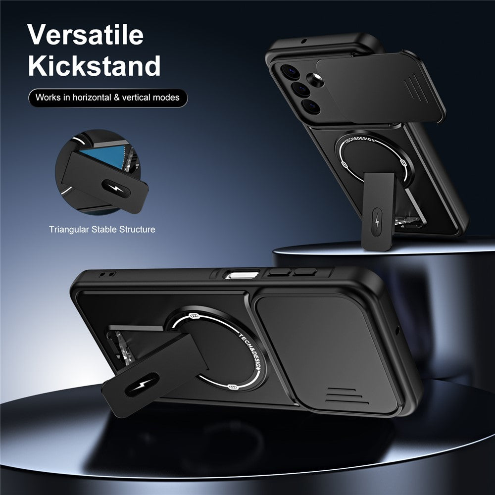 For Samsung Galaxy S26+ Case with Slide Camera Cover Kickstand Shockproof PC + TPU Matte Finish Phone Shell