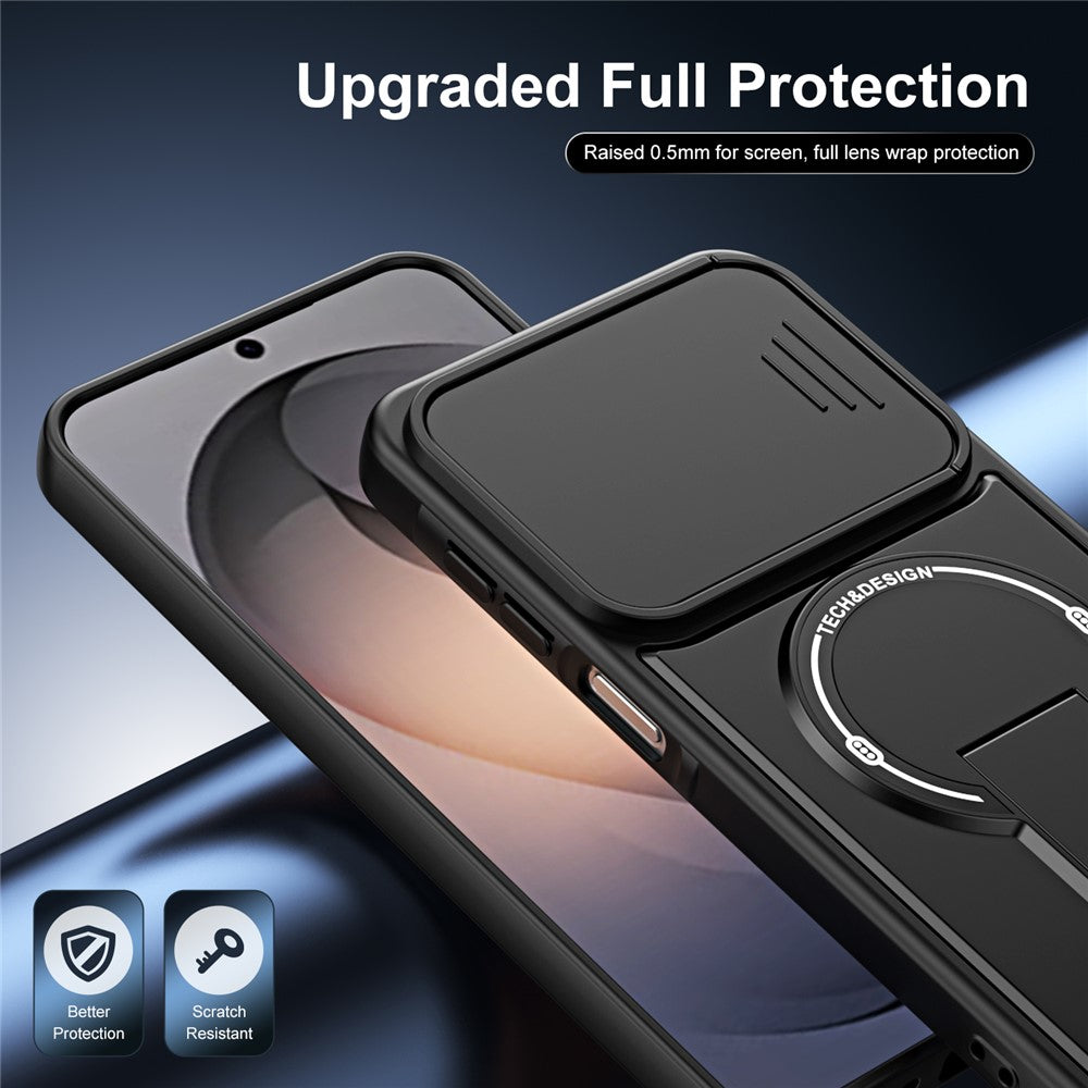 For Samsung Galaxy S26+ Case with Slide Camera Cover Kickstand Shockproof PC + TPU Matte Finish Phone Shell