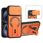 For iPhone 16 Case with Slide Camera Cover Kickstand Shockproof PC + TPU Matte Finish Phone Shell