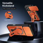 For iPhone 16 Case with Slide Camera Cover Kickstand Shockproof PC + TPU Matte Finish Phone Shell