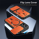 For iPhone 16 Case with Slide Camera Cover Kickstand Shockproof PC + TPU Matte Finish Phone Shell