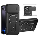 For iPhone 16 Pro Max Case with Slide Camera Cover Kickstand Shockproof PC + TPU Matte Finish Phone Shell