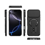 For iPhone 16 Pro Max Case with Slide Camera Cover Kickstand Shockproof PC + TPU Matte Finish Phone Shell