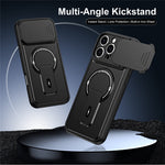 For iPhone 16 Pro Max Case with Slide Camera Cover Kickstand Shockproof PC + TPU Matte Finish Phone Shell