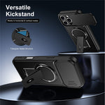 For iPhone 16 Pro Max Case with Slide Camera Cover Kickstand Shockproof PC + TPU Matte Finish Phone Shell