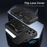 For iPhone 16 Pro Max Case with Slide Camera Cover Kickstand Shockproof PC + TPU Matte Finish Phone Shell