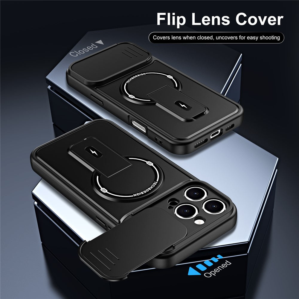 For iPhone 16 Pro Max Case with Slide Camera Cover Kickstand Shockproof PC + TPU Matte Finish Phone Shell