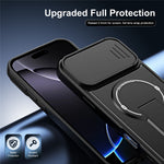 For iPhone 16 Pro Max Case with Slide Camera Cover Kickstand Shockproof PC + TPU Matte Finish Phone Shell