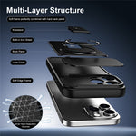 For iPhone 16 Pro Max Case with Slide Camera Cover Kickstand Shockproof PC + TPU Matte Finish Phone Shell