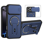 For iPhone 16 Pro Max Case with Slide Camera Cover Kickstand Shockproof PC + TPU Matte Finish Phone Shell