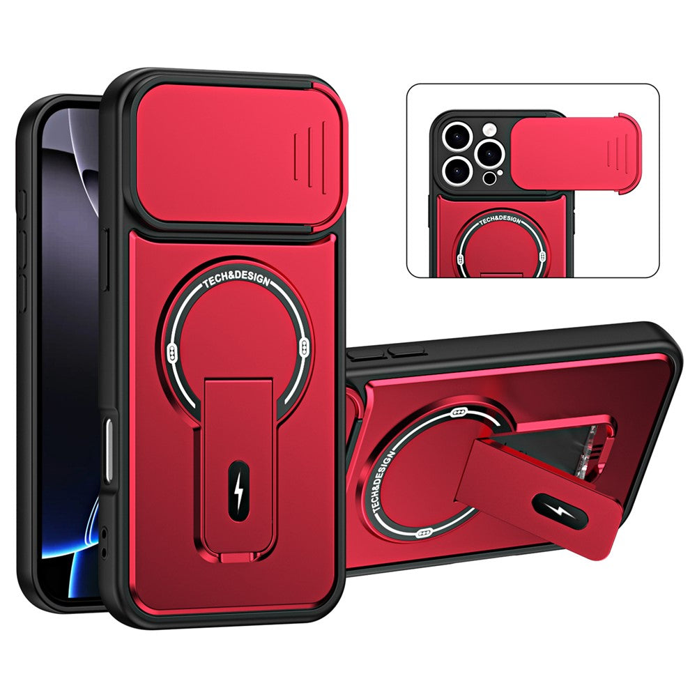 For iPhone 16 Pro Max Case with Slide Camera Cover Kickstand Shockproof PC + TPU Matte Finish Phone Shell