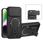 For iPhone 14 Case with Slide Camera Cover Kickstand Shockproof PC + TPU Matte Finish Phone Shell