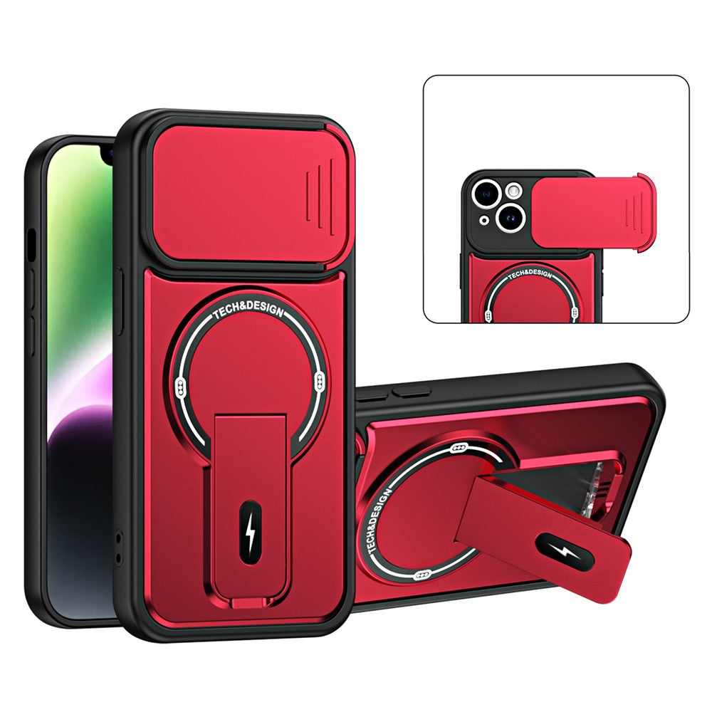 Til iPhone 14 Cover med Skydende Kameralinsebeskytter Stander Stødsikkert PC + TPU Mat Finish Telefoncover