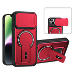 For iPhone 14 Case with Slide Camera Cover Kickstand Shockproof PC + TPU Matte Finish Phone Shell