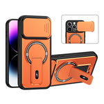 Til iPhone 14 Pro cover med skydelåg til kamera, støttefod, stødsikker PC + TPU mat finish telefoncover