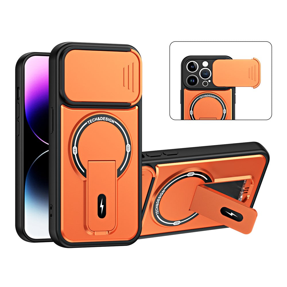 For iPhone 14 Pro Max Case with Slide Camera Cover Kickstand Shockproof PC + TPU Matte Finish Phone Shell