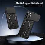 For iPhone 13 Pro Max Case with Slide Camera Cover Kickstand Shockproof PC + TPU Matte Finish Phone Shell