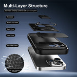 For iPhone 13 Pro Max Case with Slide Camera Cover Kickstand Shockproof PC + TPU Matte Finish Phone Shell