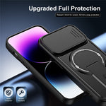 For iPhone 13 Pro Case with Slide Camera Cover Kickstand Shockproof PC + TPU Matte Finish Phone Shell