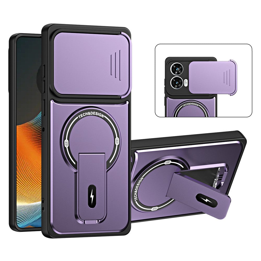 For Motorola Edge 50 Fusion 5G / Moto G85 5G / G96 5G Case with Slide Camera Cover Kickstand Shockproof PC + TPU Matte Finish Phone Shell