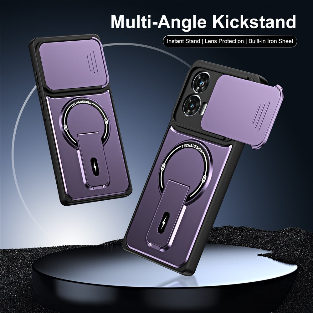 For Motorola Edge 50 Fusion 5G / Moto G85 5G / G96 5G Case with Slide Camera Cover Kickstand Shockproof PC + TPU Matte Finish Phone Shell