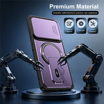 For Motorola Edge 50 Fusion 5G / Moto G85 5G / G96 5G Case with Slide Camera Cover Kickstand Shockproof PC + TPU Matte Finish Phone Shell