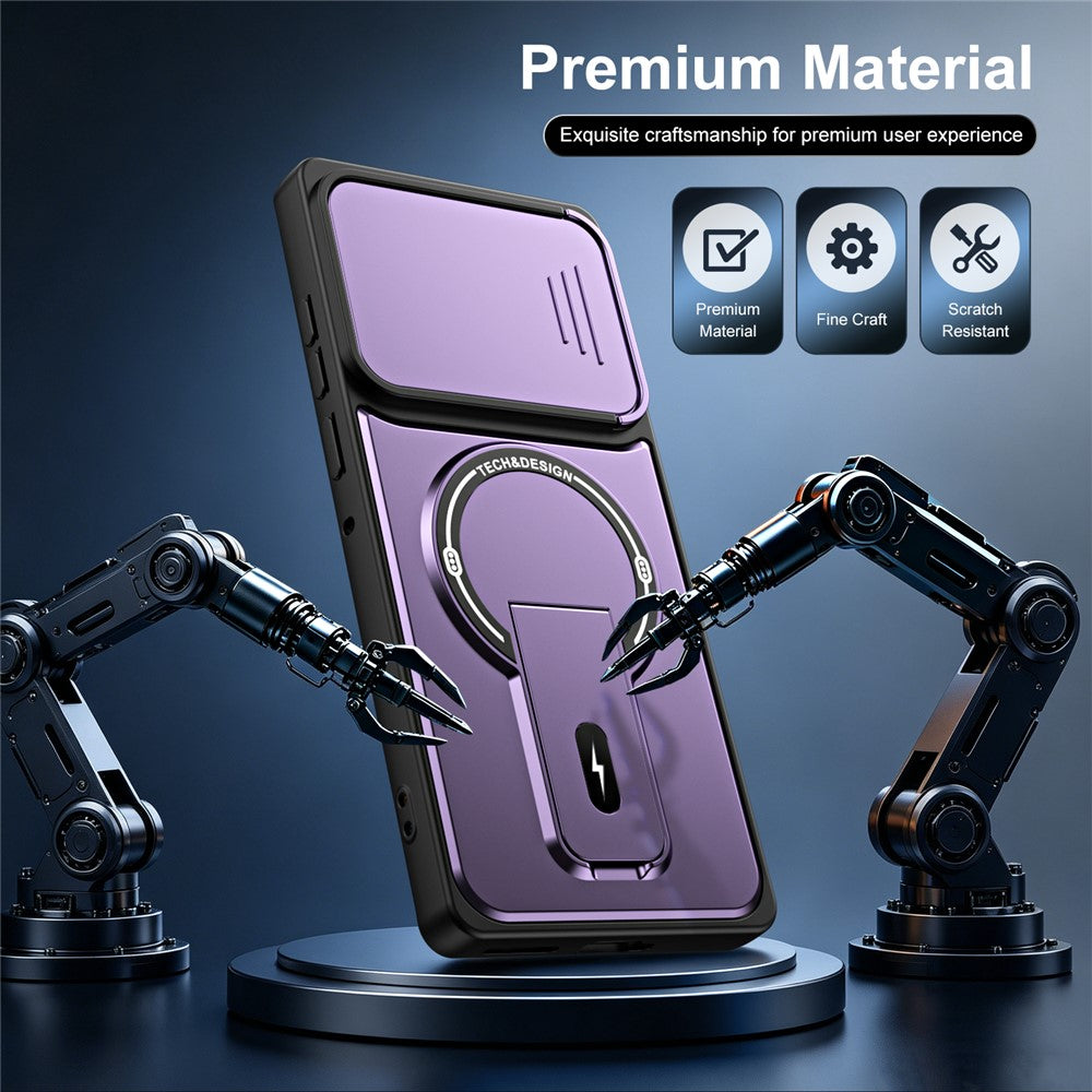 For Motorola Edge 50 Fusion 5G / Moto G85 5G / G96 5G Case with Slide Camera Cover Kickstand Shockproof PC + TPU Matte Finish Phone Shell