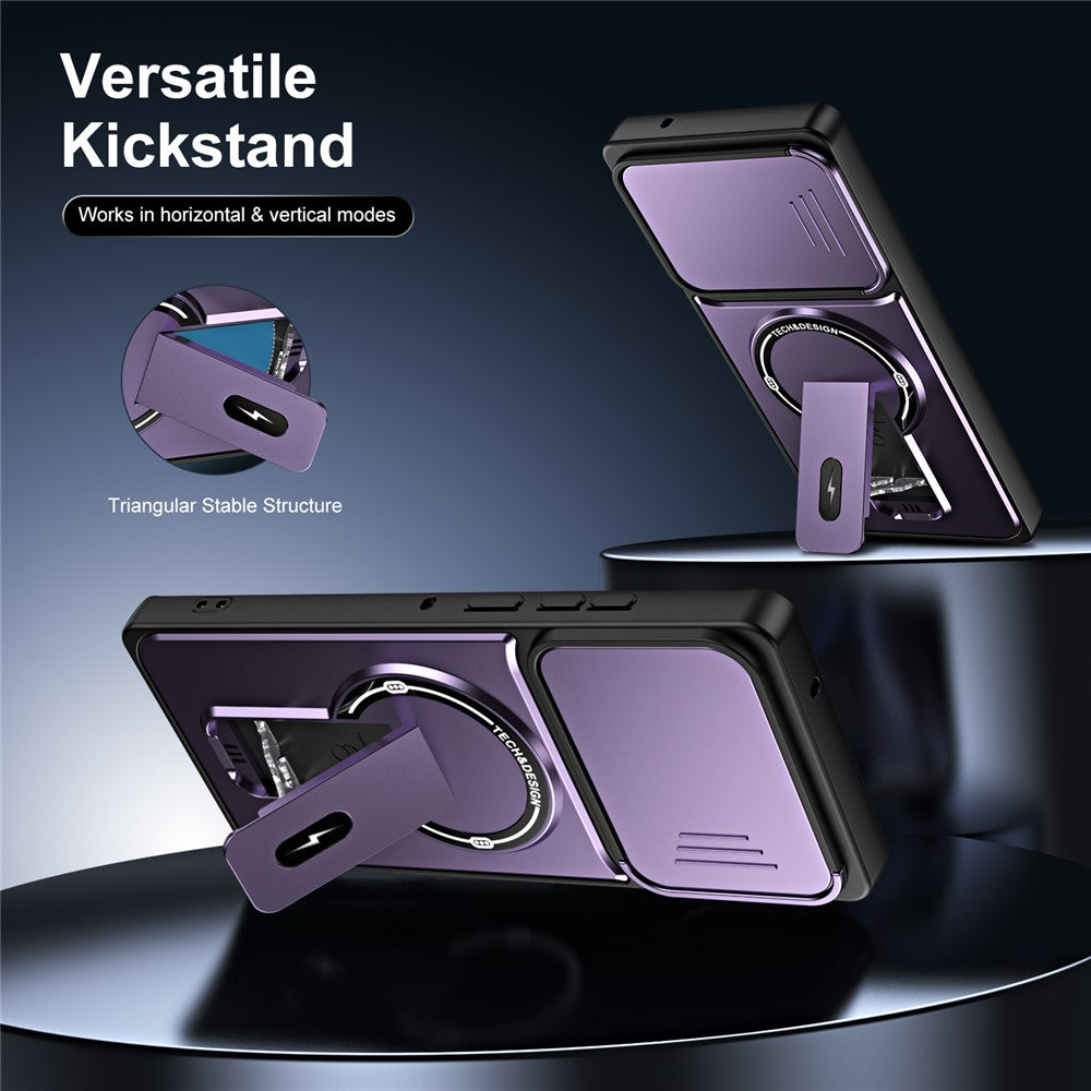 For Motorola Edge 50 Fusion 5G / Moto G85 5G / G96 5G Case with Slide Camera Cover Kickstand Shockproof PC + TPU Matte Finish Phone Shell