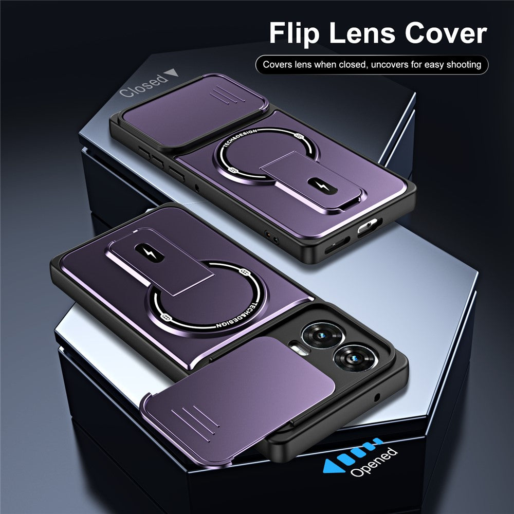 For Motorola Edge 50 Fusion 5G / Moto G85 5G / G96 5G Case with Slide Camera Cover Kickstand Shockproof PC + TPU Matte Finish Phone Shell