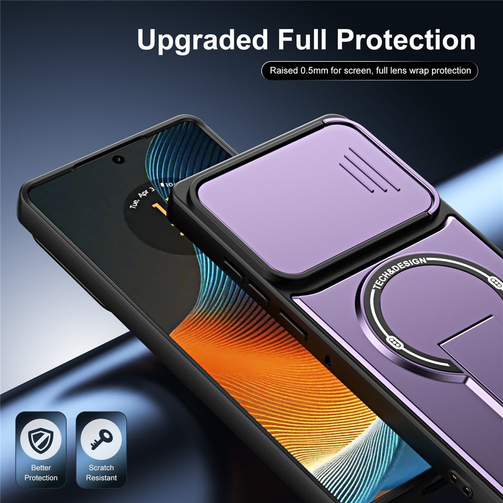 For Motorola Edge 50 Fusion 5G / Moto G85 5G / G96 5G Case with Slide Camera Cover Kickstand Shockproof PC + TPU Matte Finish Phone Shell