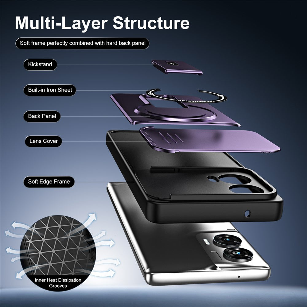 For Motorola Edge 50 Fusion 5G / Moto G85 5G / G96 5G Case with Slide Camera Cover Kickstand Shockproof PC + TPU Matte Finish Phone Shell