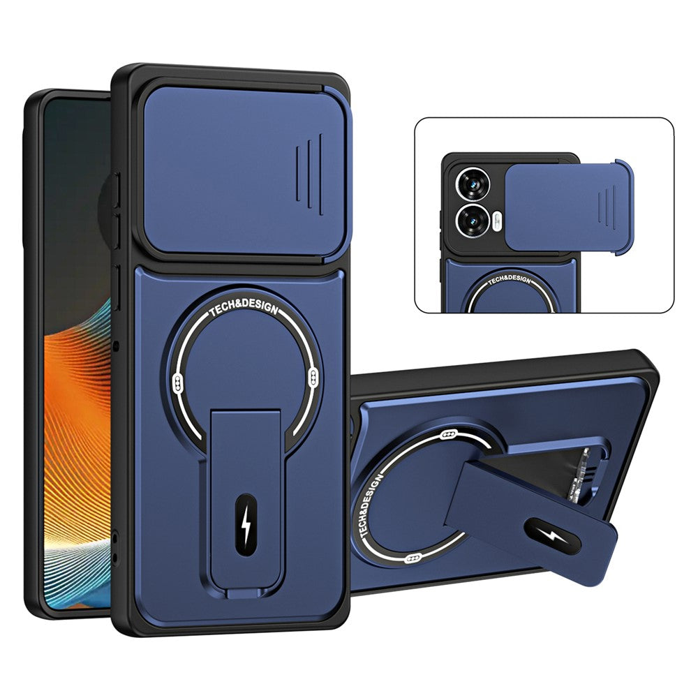 For Motorola Edge 50 Fusion 5G / Moto G85 5G / G96 5G Case with Slide Camera Cover Kickstand Shockproof PC + TPU Matte Finish Phone Shell
