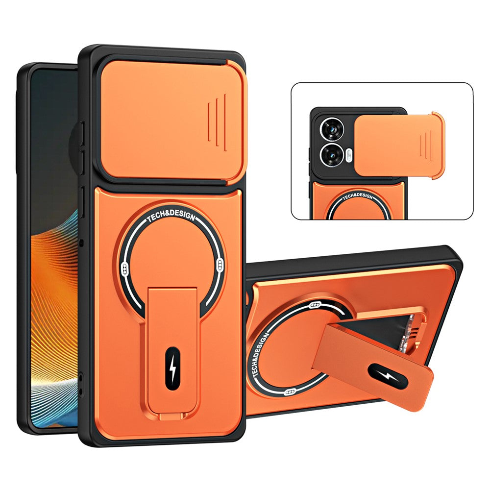 For Motorola Edge 50 Fusion 5G / Moto G85 5G / G96 5G Case with Slide Camera Cover Kickstand Shockproof PC + TPU Matte Finish Phone Shell