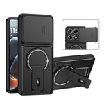 Stødsikkert PC + TPU-cover med mat finish, glidende kamerabeskyttelse og stativ til Motorola Edge 70 Ultra 5G / Signature 5G