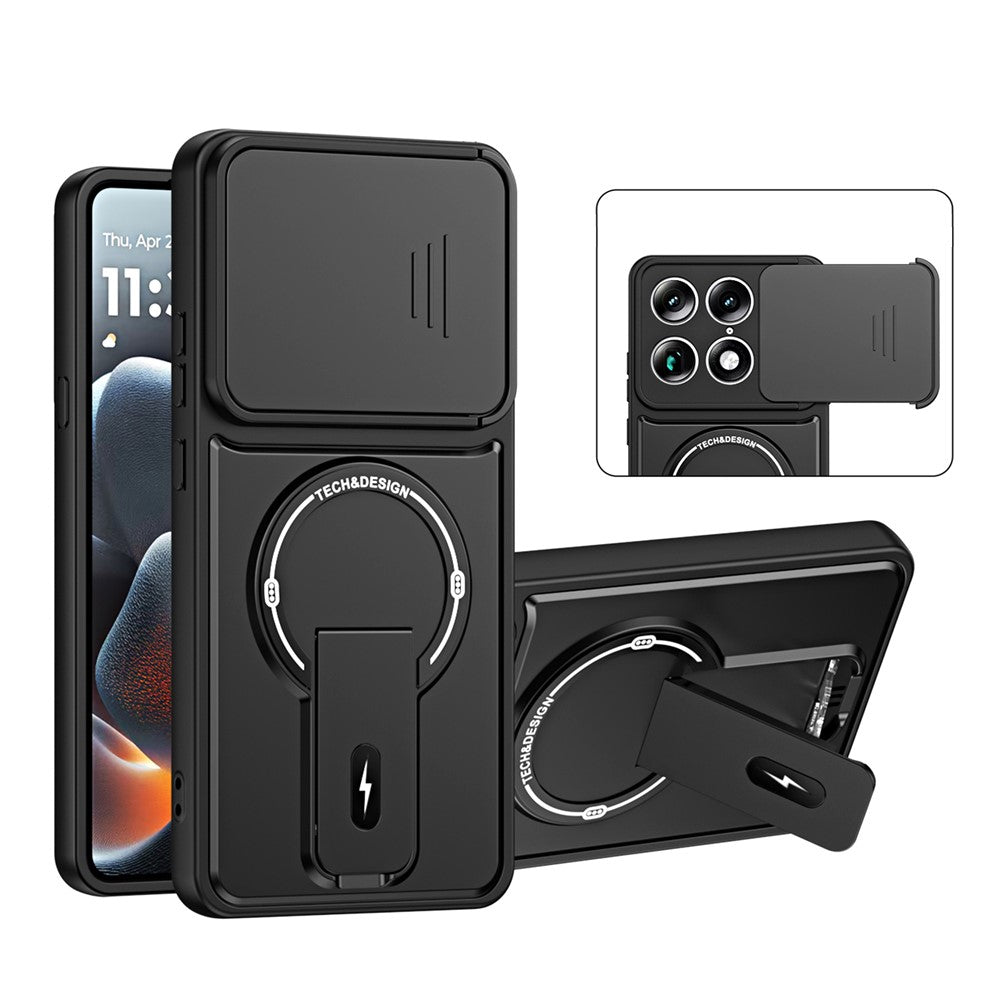 Stødsikkert PC + TPU-cover med mat finish, glidende kamerabeskyttelse og stativ til Motorola Edge 70 Ultra 5G / Signature 5G