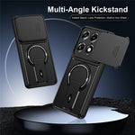 Stødsikkert PC + TPU-cover med mat finish, glidende kamerabeskyttelse og stativ til Motorola Edge 70 Ultra 5G / Signature 5G