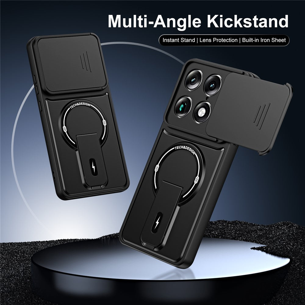 Stødsikkert PC + TPU-cover med mat finish, glidende kamerabeskyttelse og stativ til Motorola Edge 70 Ultra 5G / Signature 5G