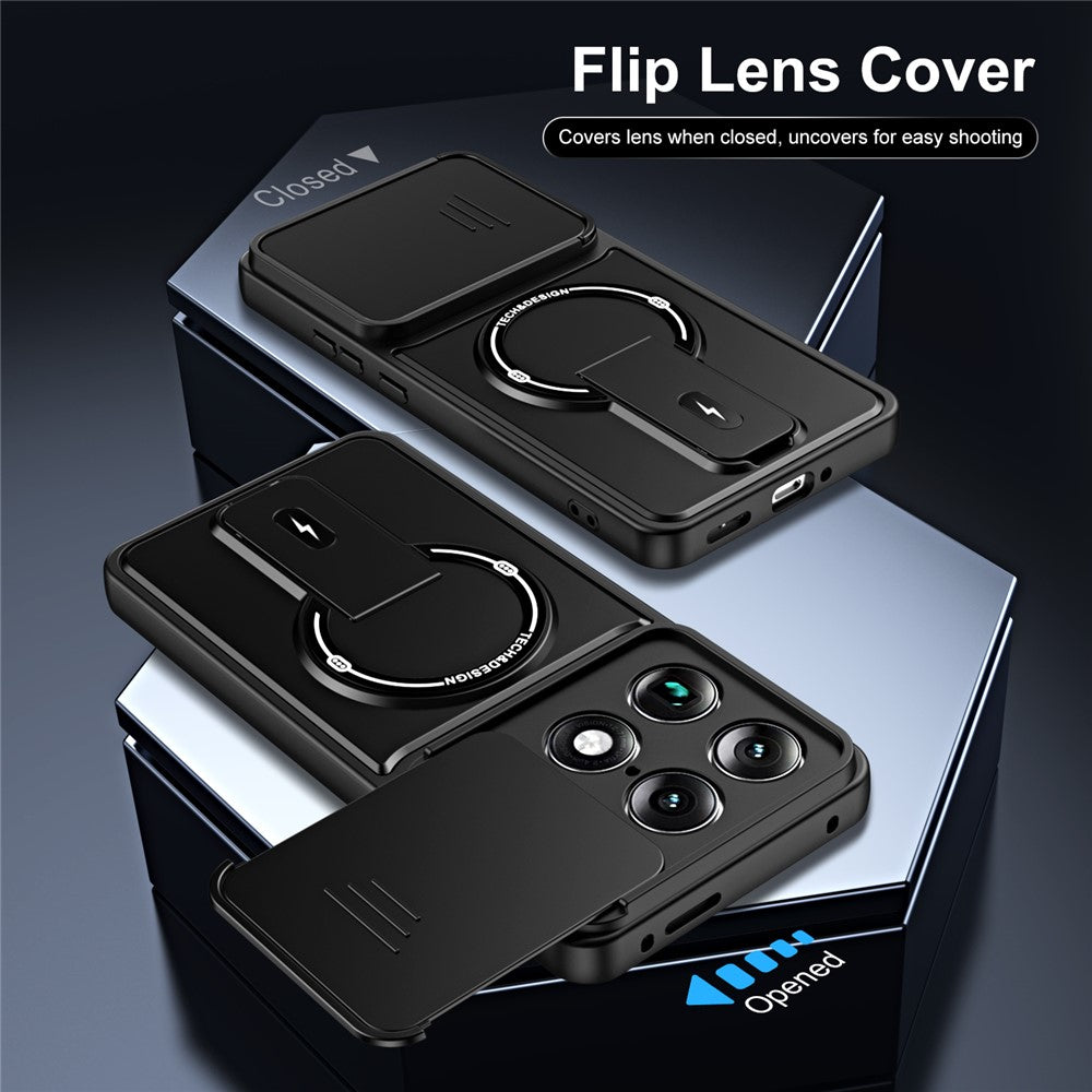 Stødsikkert PC + TPU-cover med mat finish, glidende kamerabeskyttelse og stativ til Motorola Edge 70 Ultra 5G / Signature 5G
