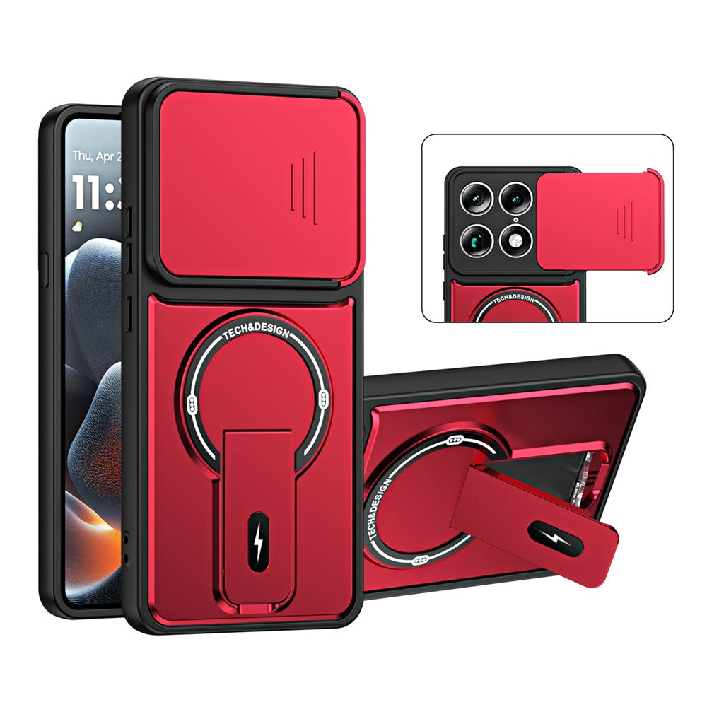 Stødsikkert PC + TPU-cover med mat finish, glidende kamerabeskyttelse og stativ til Motorola Edge 70 Ultra 5G / Signature 5G