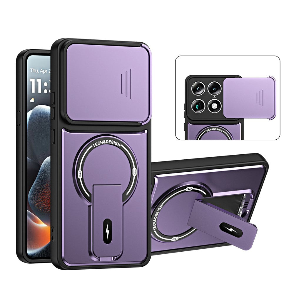 Stødsikkert PC + TPU-cover med mat finish, glidende kamerabeskyttelse og stativ til Motorola Edge 70 Ultra 5G / Signature 5G