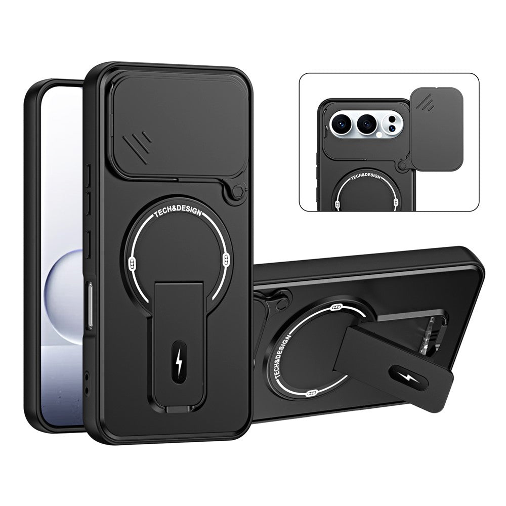 For Honor 500 Pro 5G  /  500 5G Case with Slide Camera Cover Kickstand Shockproof PC + TPU Matte Finish Phone Shell