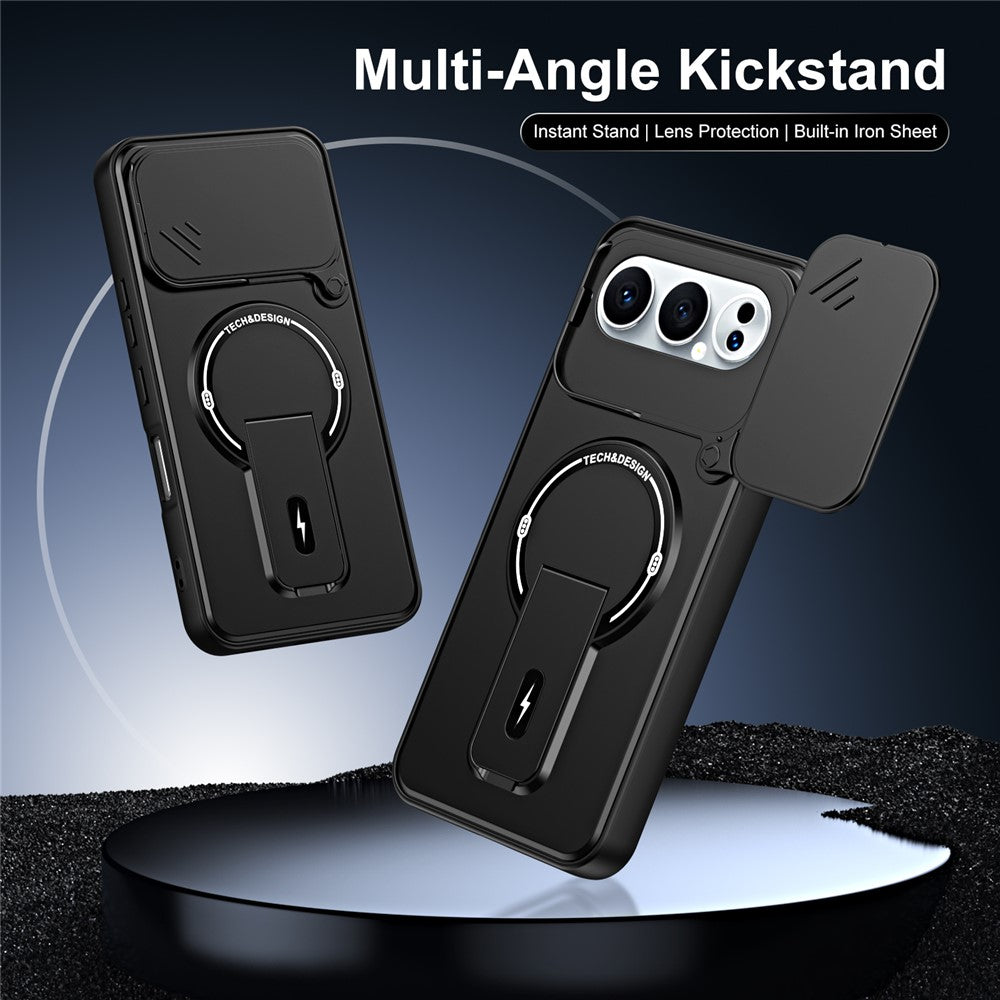 For Honor 500 Pro 5G  /  500 5G Case with Slide Camera Cover Kickstand Shockproof PC + TPU Matte Finish Phone Shell