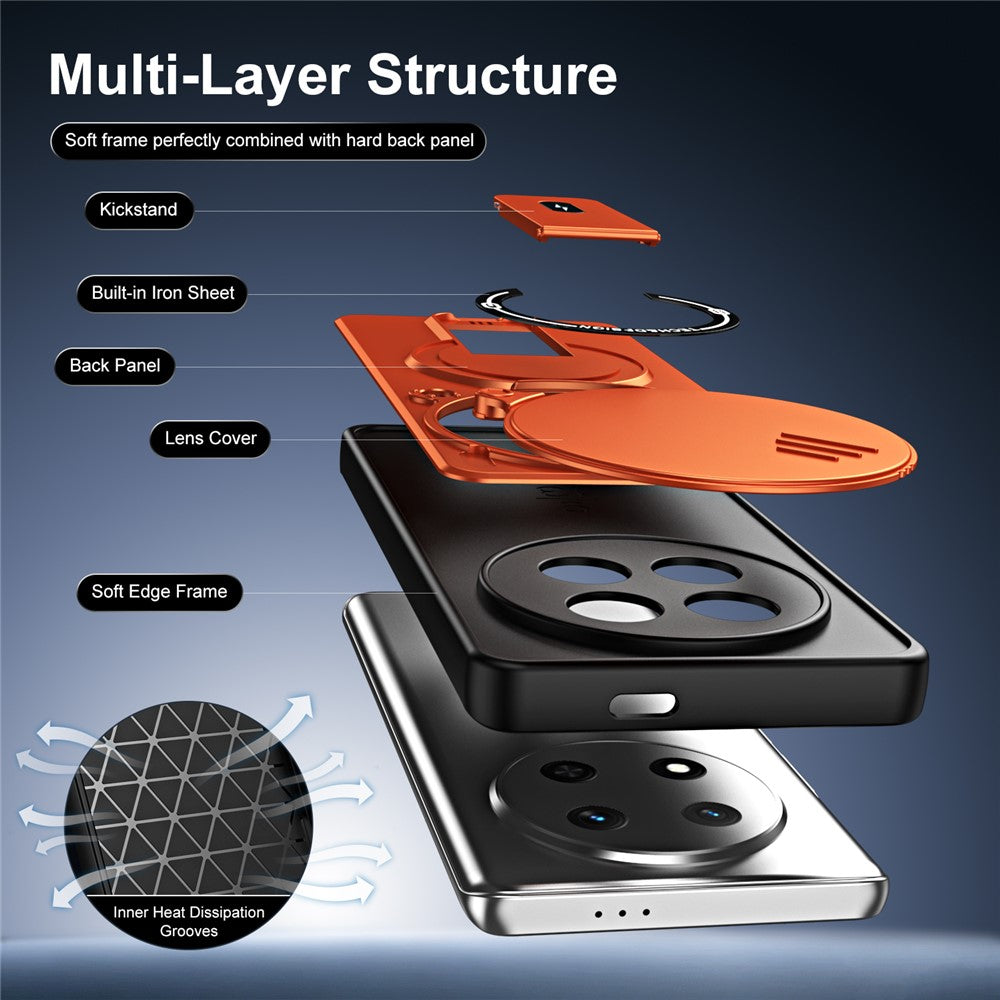 For Honor Magic7 Lite 5G  /  X60 Pro 5G  /  X9c 5G Case with Slide Camera Cover Kickstand Shockproof PC + TPU Matte Finish Phone Shell