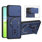 For Honor X6d 5G / Play 60A 5G Case with Slide Camera Cover Kickstand Shockproof PC + TPU Matte Finish Phone Shell