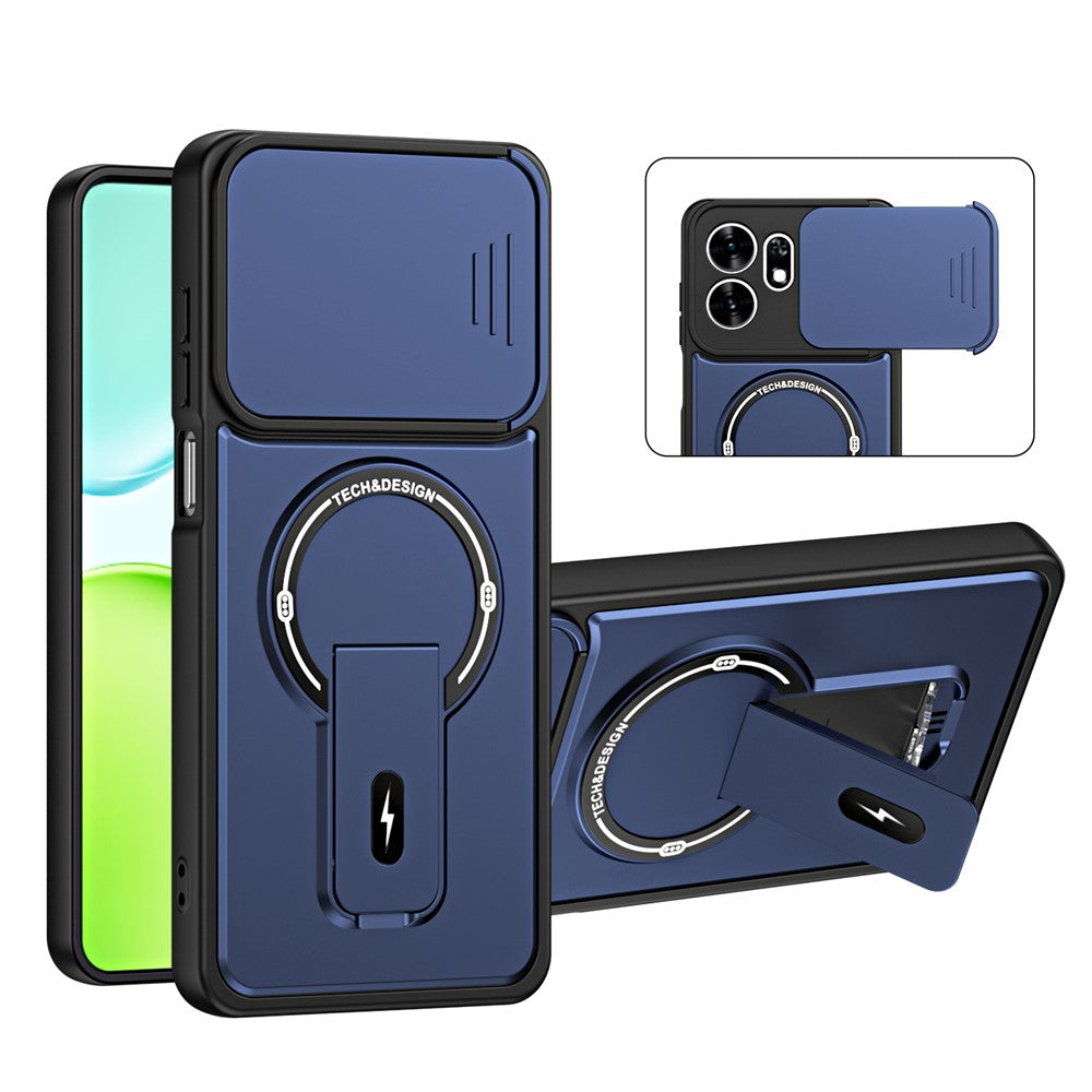 For Honor X6d 5G / Play 60A 5G Case with Slide Camera Cover Kickstand Shockproof PC + TPU Matte Finish Phone Shell