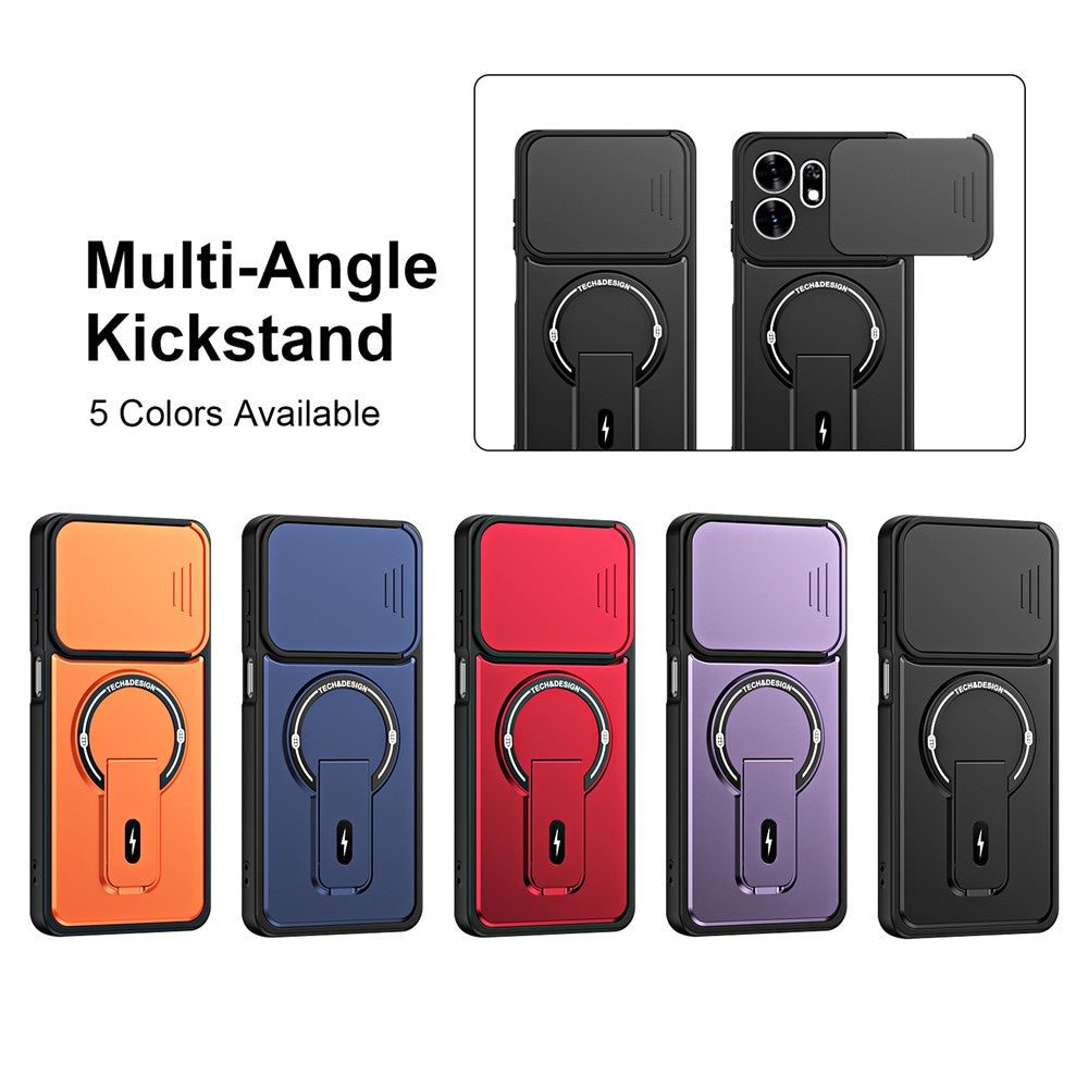 For Honor X6d 5G / Play 60A 5G Case with Slide Camera Cover Kickstand Shockproof PC + TPU Matte Finish Phone Shell