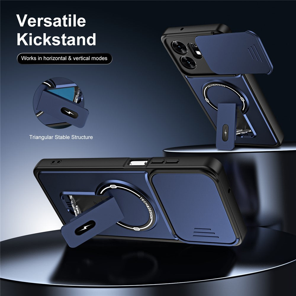 For Honor X6d 5G / Play 60A 5G Case with Slide Camera Cover Kickstand Shockproof PC + TPU Matte Finish Phone Shell
