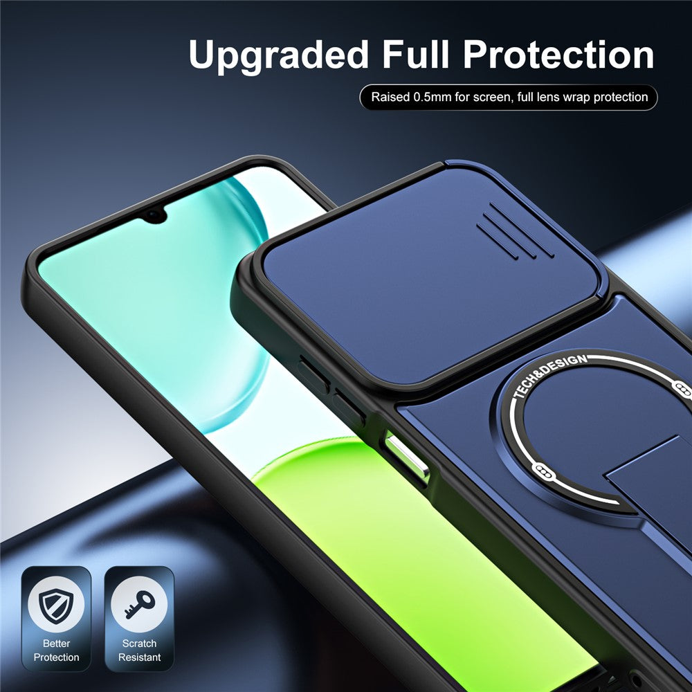 For Honor X6d 5G / Play 60A 5G Case with Slide Camera Cover Kickstand Shockproof PC + TPU Matte Finish Phone Shell
