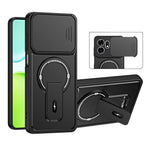 For Honor X6d 5G / Play 60A 5G Case with Slide Camera Cover Kickstand Shockproof PC + TPU Matte Finish Phone Shell